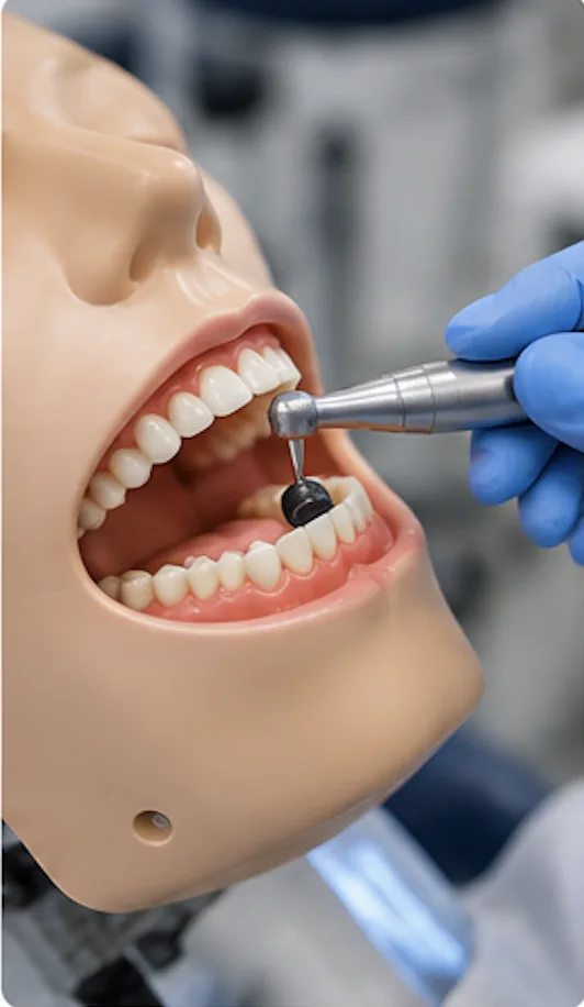 Restorative handpiece technique on a manikin during ORE Part 2 training